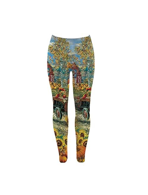 HYPERFAVOR High Waisted Thanksgiving Leggings for Women- Thanksgiving Pumpkin Leggings- Cool Womens Thanksgiving Leggings