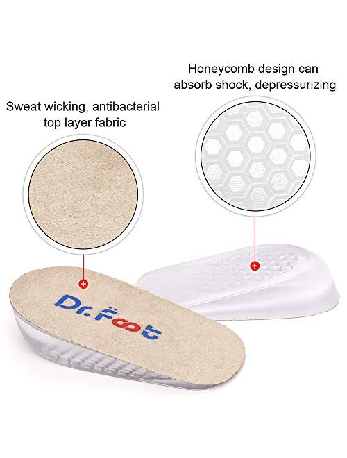 Dr.Foot Height Increase Insoles, Heel Cushion Inserts, Heel Lift Inserts for Leg Length Discrepancies (Large (1" Height))