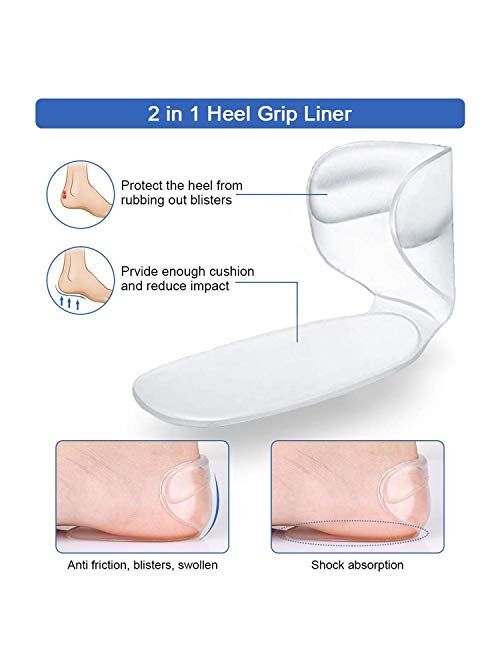 Heel Cushion Inserts, Reusable Soft Shoe Inserts Heel Cushion Pads Self-Adhesive Foot Care Protector Grips Liners Loose Shoes - Heel Pain Relief Bunion Callus Blisters- 6