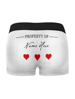 Custom Funny Boxers Briefs for Men Boyfriend, Personalized Novelty Underwear Property of with Your Name Black