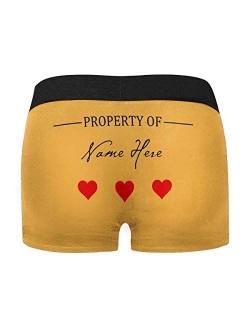 Custom Funny Boxers Briefs for Men Boyfriend, Personalized Novelty Underwear Property of with Your Name Black