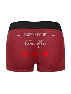 Custom Funny Boxers Briefs for Men Boyfriend, Personalized Novelty Underwear Property of with Your Name Black