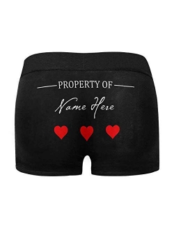 Custom Funny Boxers Briefs for Men Boyfriend, Personalized Novelty Underwear Property of with Your Name Black