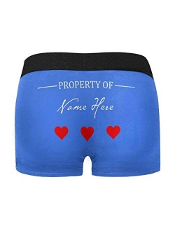 Custom Funny Boxers Briefs for Men Boyfriend, Personalized Novelty Underwear Property of with Your Name Black