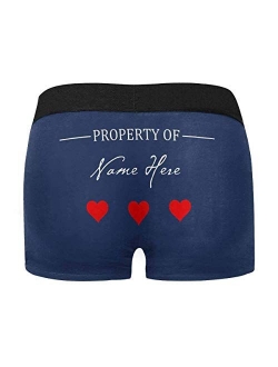 Custom Funny Boxers Briefs for Men Boyfriend, Personalized Novelty Underwear Property of with Your Name Black