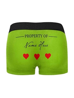 Custom Funny Boxers Briefs for Men Boyfriend, Personalized Novelty Underwear Property of with Your Name Black