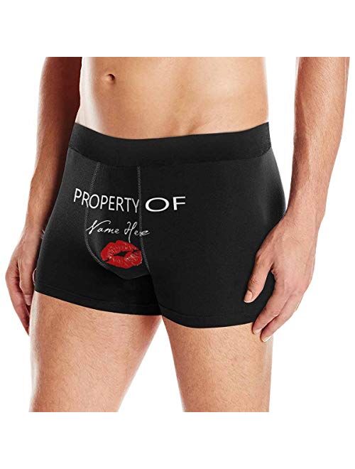 Custom Funny Boxers Briefs for Men Boyfriend, Personalized Novelty Underwear Property of with Your Name Black