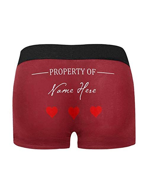 Custom Funny Boxers Briefs for Men Boyfriend, Personalized Novelty Underwear Property of with Your Name Black