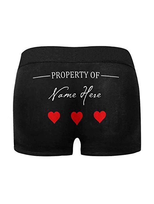 Custom Funny Boxers Briefs for Men Boyfriend, Personalized Novelty Underwear Property of with Your Name Black