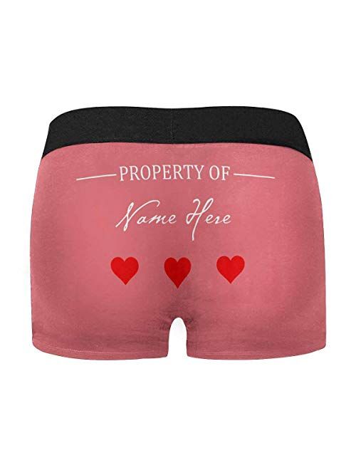 Custom Funny Boxers Briefs for Men Boyfriend, Personalized Novelty Underwear Property of with Your Name Black