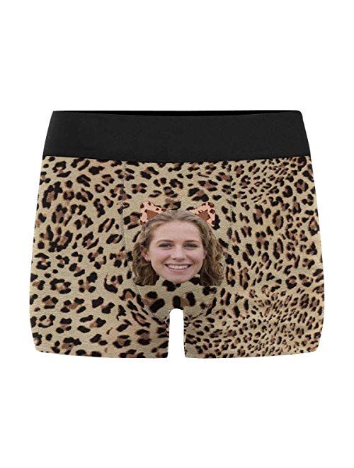 Custom Picture Face Leopard Print Men's Boxer Shorts Underpants Briefs with Photo