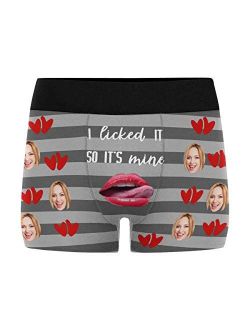 Personalized Men Boxers with Funny Face, Photo Novelty Underwear Briefs for Men It's Mine Black