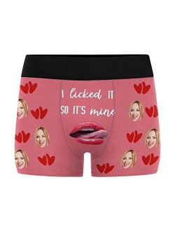 Personalized Men Boxers with Funny Face, Photo Novelty Underwear Briefs for Men It's Mine Black