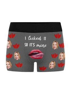 Personalized Men Boxers with Funny Face, Photo Novelty Underwear Briefs for Men It's Mine Black