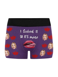 Personalized Men Boxers with Funny Face, Photo Novelty Underwear Briefs for Men It's Mine Black