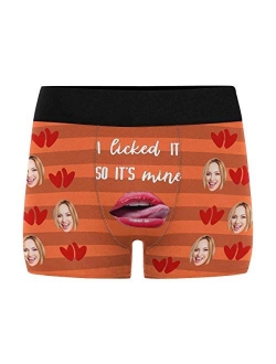 Personalized Men Boxers with Funny Face, Photo Novelty Underwear Briefs for Men It's Mine Black