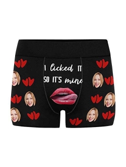 Personalized Men Boxers with Funny Face, Photo Novelty Underwear Briefs for Men It's Mine Black