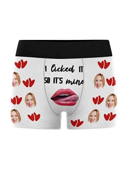 Personalized Men Boxers with Funny Face, Photo Novelty Underwear Briefs for Men It's Mine Black