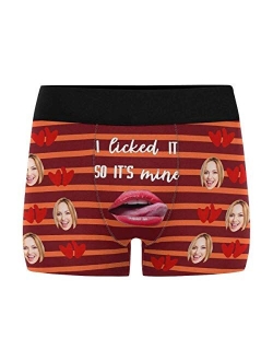 Personalized Men Boxers with Funny Face, Photo Novelty Underwear Briefs for Men It's Mine Black