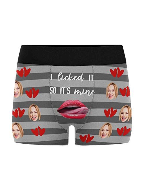 Personalized Men Boxers with Funny Face, Photo Novelty Underwear Briefs for Men It's Mine Black