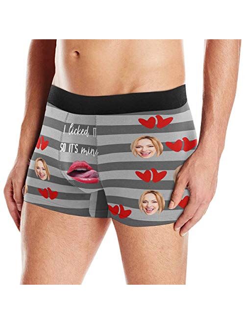 Personalized Men Boxers with Funny Face, Photo Novelty Underwear Briefs for Men It's Mine Black