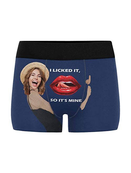 Personalized Men Boxers with Funny Face, Photo Novelty Underwear Briefs for Men It's Mine Black