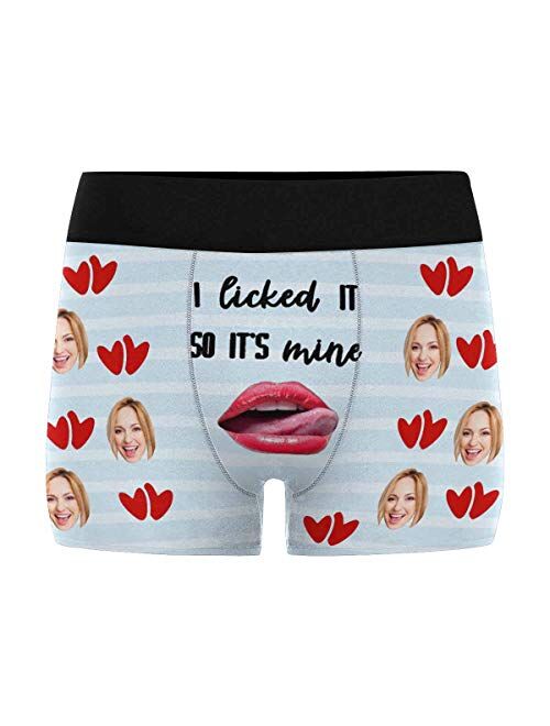 Personalized Men Boxers with Funny Face, Photo Novelty Underwear Briefs for Men It's Mine Black