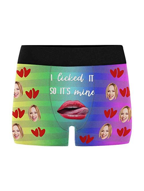 Personalized Men Boxers with Funny Face, Photo Novelty Underwear Briefs for Men It's Mine Black