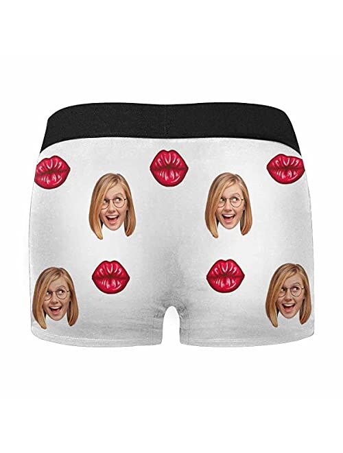 Custom Men Boxer Briefs, Licked It So It's Yours with Lips White Personalized Face Briefs Boxer Shorts.