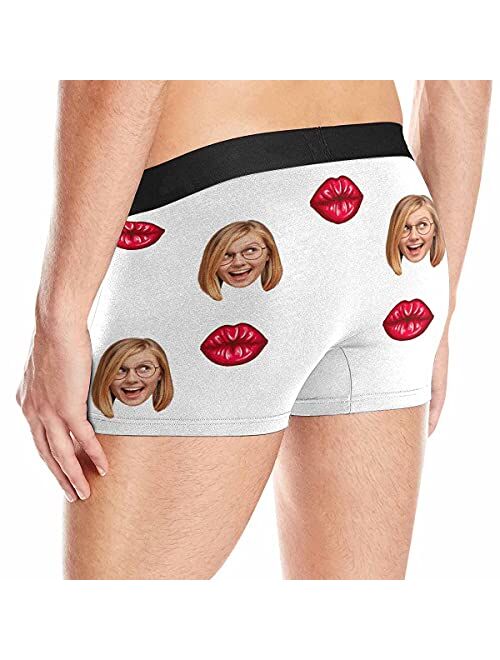 Custom Men Boxer Briefs, Licked It So It's Yours with Lips White Personalized Face Briefs Boxer Shorts.