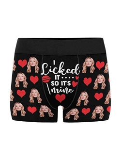 Custom Men's Funny Face I Love You Valentine's Day Boxer Shorts Novelty Briefs Underpants Printed with Photo (XS-XXXL)