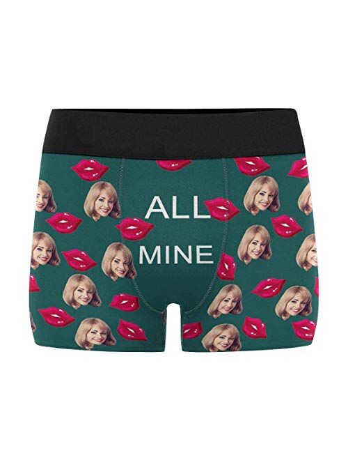 Custom Men's Funny Face I Love You Valentine's Day Boxer Shorts Novelty Briefs Underpants Printed with Photo (XS-XXXL)