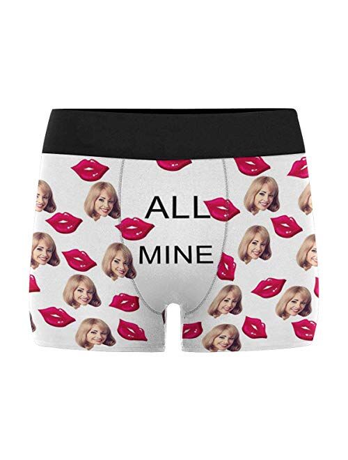 Custom Men's Funny Face I Love You Valentine's Day Boxer Shorts Novelty Briefs Underpants Printed with Photo (XS-XXXL)