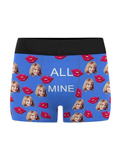 Custom Men's Funny Face I Love You Valentine's Day Boxer Shorts Novelty Briefs Underpants Printed with Photo (XS-XXXL)