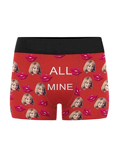 Custom Men's Funny Face I Love You Valentine's Day Boxer Shorts Novelty Briefs Underpants Printed with Photo (XS-XXXL)