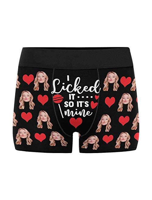 Custom Men's Funny Face I Love You Valentine's Day Boxer Shorts Novelty Briefs Underpants Printed with Photo (XS-XXXL)