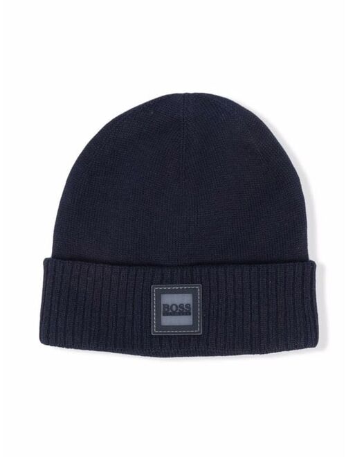 Hugo Boss logo patch cotton beanie