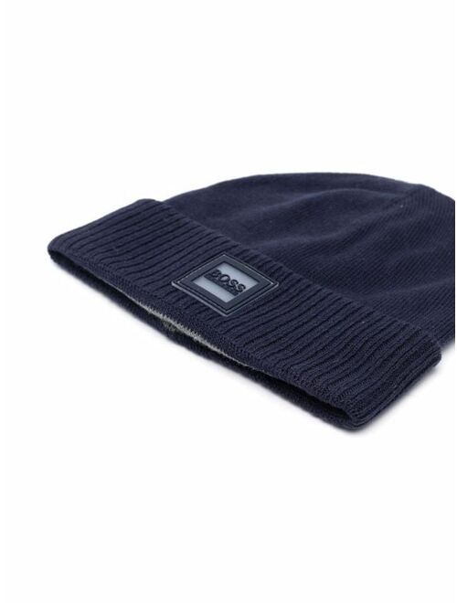 Hugo Boss logo patch cotton beanie