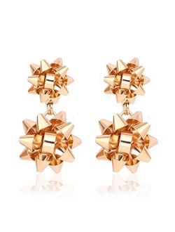 Ella & Elly Goldtone & Red Rhinestone Butterfly Wing Drop Earrings