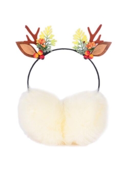 Christmas Antler Hair Band Headdress Winter Warm Earmuff Girl Earmuff Lovely Imitation Rabbit Hair Ear Warmer Xmas gift