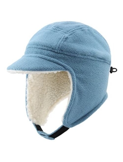 Connectyle Toddler Boys Winter Hats Kids Fleece Hat Warm Earflap Cap with Visor