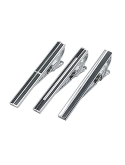 MeShow 2.1 Inch Long Mens Tie Clip Clasp Bar Set for Regular Ties Spring Loaded End