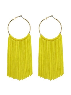 Coiris Hoop Statement Tassels Dangle Drop Earrings for Women