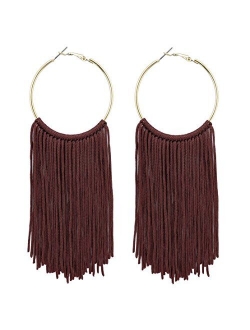 Coiris Hoop Statement Tassels Dangle Drop Earrings for Women