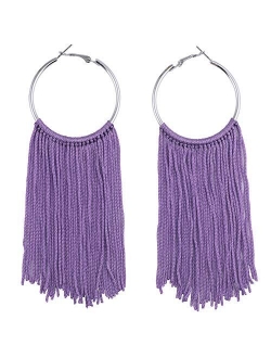 Coiris Hoop Statement Tassels Dangle Drop Earrings for Women