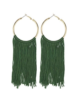 Coiris Hoop Statement Tassels Dangle Drop Earrings for Women