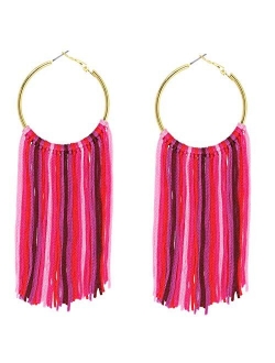 Coiris Hoop Statement Tassels Dangle Drop Earrings for Women