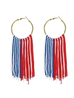 Coiris Hoop Statement Tassels Dangle Drop Earrings for Women