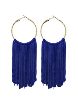 Coiris Hoop Statement Tassels Dangle Drop Earrings for Women