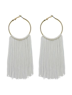 Coiris Hoop Statement Tassels Dangle Drop Earrings for Women